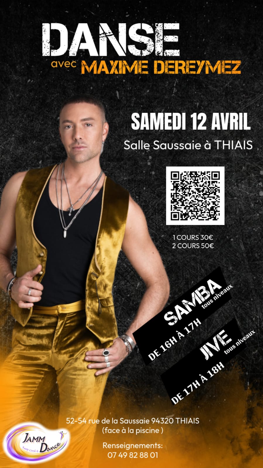 Affiche pour l'événement : Stage : Danse avec Maxime Dereymez