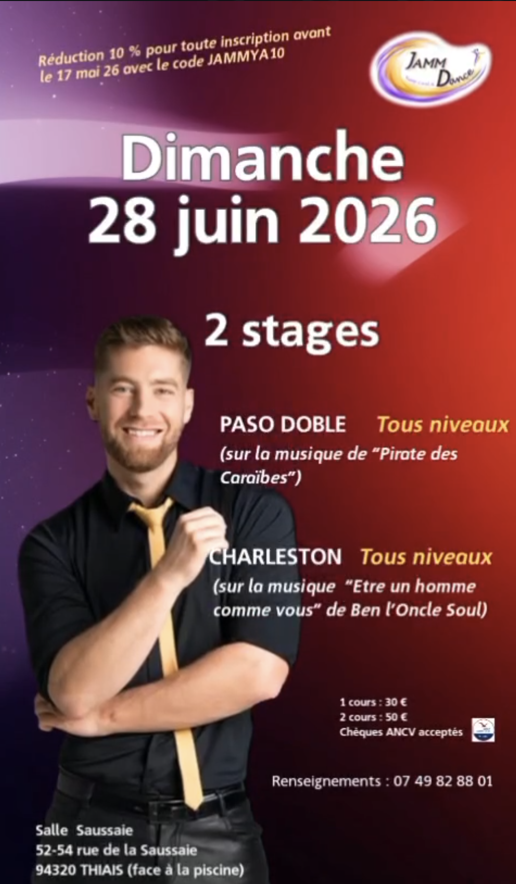 Affiche pour l'événement : 2 Stages de Danse avec Yann